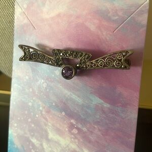 Vintage Sterling Silver brooch Amethyst Gemstone accent
